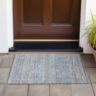 Piper Looms Chantille Stripes ACN2148 Blue Machine Washable Area Rug Scatter Outdoor Lifestyle Image Feature