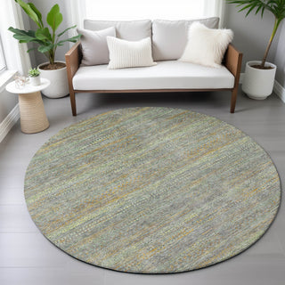 Piper Looms Chantille Stripes ACN2148 Gray Machine Washable Area Rug Round Lifestyle Image Feature