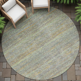 Piper Looms Chantille Stripes ACN2148 Gray Machine Washable Area Rug Round Outdoor Lifestyle Image Feature