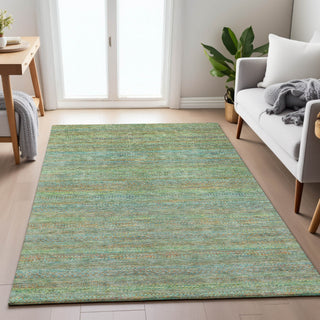 Piper Looms Chantille Stripes ACN2148 Green Machine Washable Area Rug Lifestyle Image Feature