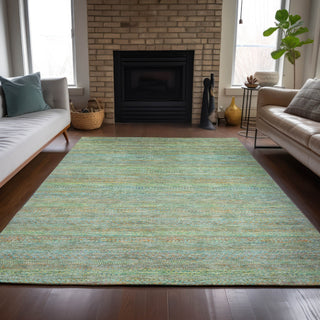 Piper Looms Chantille Stripes ACN2148 Green Machine Washable Area Rug Lifestyle Image Feature