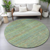 Piper Looms Chantille Stripes ACN2148 Green Machine Washable Area Rug Round Lifestyle Image Feature
