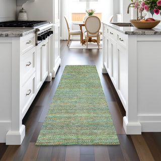 Piper Looms Chantille Stripes ACN2148 Green Machine Washable Area Rug Runner Lifestyle Image Feature