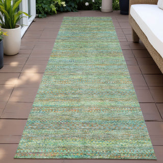 Piper Looms Chantille Stripes ACN2148 Green Machine Washable Area Rug Runner Outdoor Lifestyle Image Feature