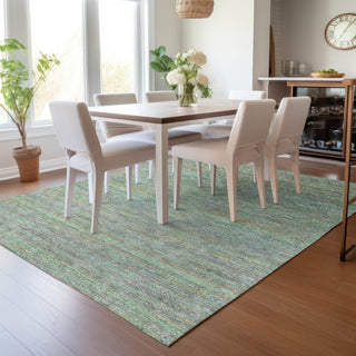 Piper Looms Chantille Stripes ACN2148 Pewter Machine Washable Area Rug Lifestyle Image Feature