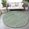 Piper Looms Chantille Stripes ACN2148 Pewter Machine Washable Area Rug Round Lifestyle Image Feature