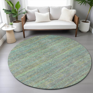 Piper Looms Chantille Stripes ACN2148 Pewter Machine Washable Area Rug Round Lifestyle Image Feature
