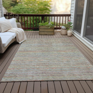 Piper Looms Chantille Stripes ACN2148 Sage Machine Washable Area Rug Outdoor Lifestyle Image Feature