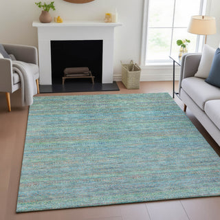 Piper Looms Chantille Stripes ACN2148 Teal Machine Washable Area Rug Lifestyle Image Feature