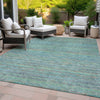 Piper Looms Chantille Stripes ACN2148 Teal Machine Washable Area Rug Outdoor Lifestyle Image Feature