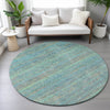 Piper Looms Chantille Stripes ACN2148 Teal Machine Washable Area Rug Round Lifestyle Image Feature