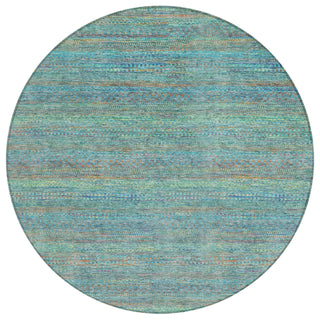 Piper Looms Chantille Stripes ACN2148 Teal Machine Washable Area Rug Round Main Image