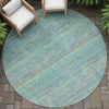 Piper Looms Chantille Stripes ACN2148 Teal Machine Washable Area Rug Round Outdoor Lifestyle Image Feature
