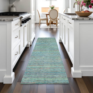 Piper Looms Chantille Stripes ACN2148 Teal Machine Washable Area Rug Runner Lifestyle Image Feature