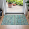 Piper Looms Chantille Stripes ACN2148 Teal Machine Washable Area Rug Scatter Lifestyle Image Feature