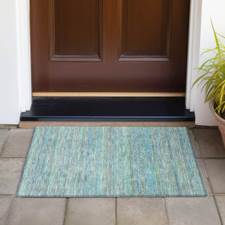 Piper Looms Chantille Stripes ACN2148 Teal Machine Washable Area Rug Scatter Outdoor Lifestyle Image Feature
