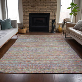 Piper Looms Chantille Stripes ACN2148 Terracotta Machine Washable Area Rug Lifestyle Image Feature