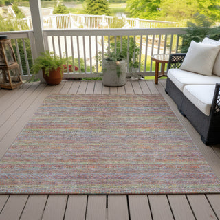Piper Looms Chantille Stripes ACN2148 Terracotta Machine Washable Area Rug Outdoor Lifestyle Image Feature