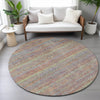 Piper Looms Chantille Stripes ACN2148 Terracotta Machine Washable Area Rug Round Lifestyle Image Feature