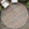 Piper Looms Chantille Stripes ACN2148 Terracotta Machine Washable Area Rug Round Outdoor Lifestyle Image Feature