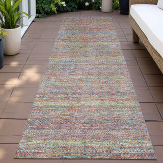 Piper Looms Chantille Stripes ACN2148 Terracotta Machine Washable Area Rug Runner Outdoor Lifestyle Image Feature