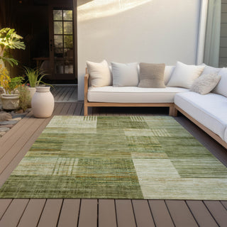Piper Looms Chantille Geometric ACN2149 Aloe Machine Washable Area Rug Outdoor Lifestyle Image Feature