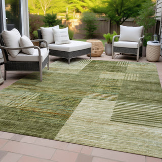 Piper Looms Chantille Geometric ACN2149 Aloe Machine Washable Area Rug Outdoor Lifestyle Image Feature
