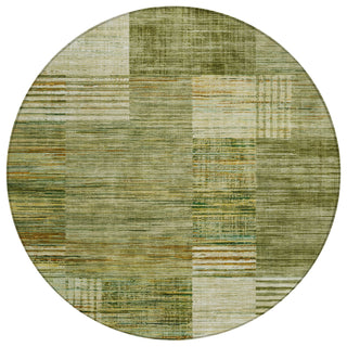 Piper Looms Chantille Geometric ACN2149 Aloe Machine Washable Area Rug Round Main Image