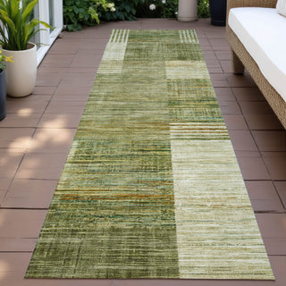 Piper Looms Chantille Geometric ACN2149 Aloe Machine Washable Area Rug Runner Outdoor Lifestyle Image Feature