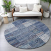 Piper Looms Chantille Geometric ACN2149 Blue Machine Washable Area Rug Round Lifestyle Image Feature