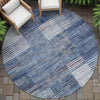 Piper Looms Chantille Geometric ACN2149 Blue Machine Washable Area Rug Round Outdoor Lifestyle Image Feature