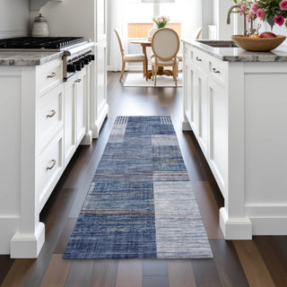 Piper Looms Chantille Geometric ACN2149 Blue Machine Washable Area Rug Runner Lifestyle Image Feature