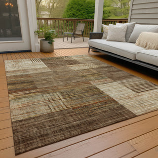 Piper Looms Chantille Geometric ACN2149 Brown Machine Washable Area Rug Outdoor Lifestyle Image Feature