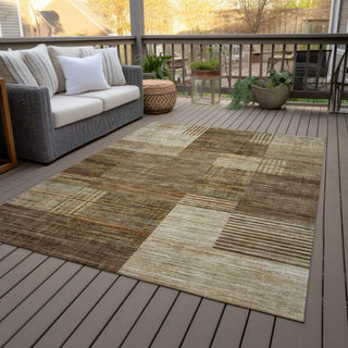Piper Looms Chantille Geometric ACN2149 Brown Machine Washable Area Rug Outdoor Lifestyle Image Feature