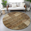 Piper Looms Chantille Geometric ACN2149 Brown Machine Washable Area Rug Round Lifestyle Image Feature