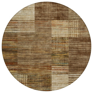 Piper Looms Chantille Geometric ACN2149 Brown Machine Washable Area Rug Round Main Image