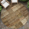 Piper Looms Chantille Geometric ACN2149 Brown Machine Washable Area Rug Round Outdoor Lifestyle Image Feature