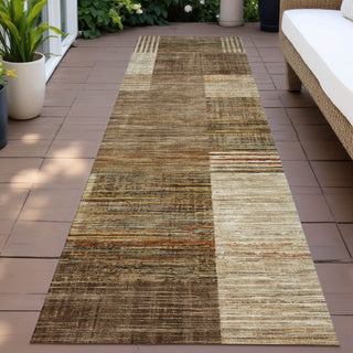 Piper Looms Chantille Geometric ACN2149 Brown Machine Washable Area Rug Runner Outdoor Lifestyle Image Feature
