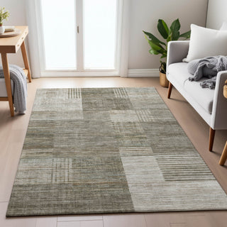 Piper Looms Chantille Geometric ACN2149 Pewter Machine Washable Area Rug Lifestyle Image Feature