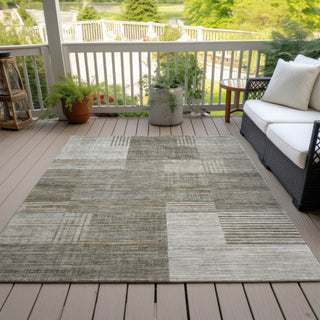Piper Looms Chantille Geometric ACN2149 Pewter Machine Washable Area Rug Outdoor Lifestyle Image Feature