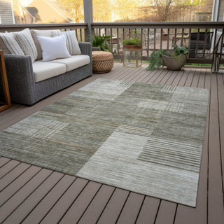 Piper Looms Chantille Geometric ACN2149 Pewter Machine Washable Area Rug Outdoor Lifestyle Image Feature