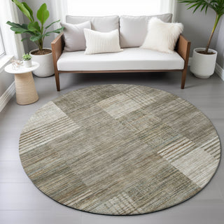 Piper Looms Chantille Geometric ACN2149 Pewter Machine Washable Area Rug Round Lifestyle Image Feature