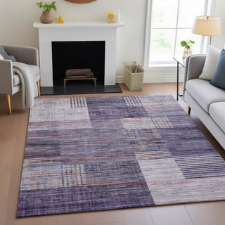 Piper Looms Chantille Geometric ACN2149 Plum Machine Washable Area Rug Lifestyle Image Feature