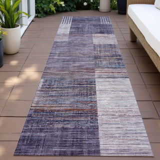 Piper Looms Chantille Geometric ACN2149 Plum Machine Washable Area Rug Runner Outdoor Lifestyle Image Feature