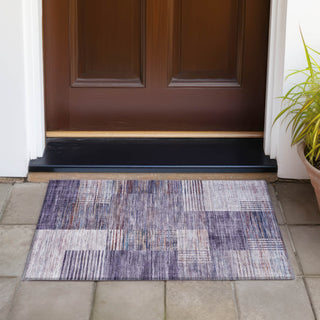 Piper Looms Chantille Geometric ACN2149 Plum Machine Washable Area Rug Scatter Outdoor Lifestyle Image Feature
