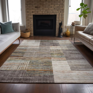 Piper Looms Chantille Geometric ACN2149 Taupe Machine Washable Area Rug Lifestyle Image Feature
