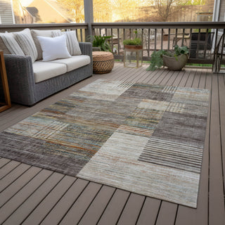Piper Looms Chantille Geometric ACN2149 Taupe Machine Washable Area Rug Outdoor Lifestyle Image Feature
