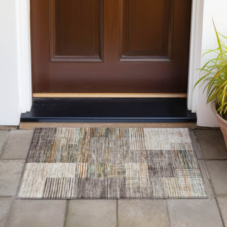 Piper Looms Chantille Geometric ACN2149 Taupe Machine Washable Area Rug Scatter Outdoor Lifestyle Image Feature