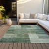 Piper Looms Chantille Geometric ACN2149 Teal Machine Washable Area Rug Outdoor Lifestyle Image Feature