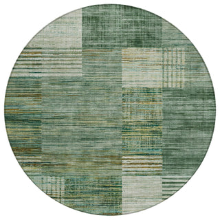 Piper Looms Chantille Geometric ACN2149 Teal Machine Washable Area Rug Round Main Image